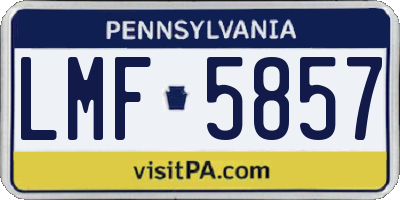 PA license plate LMF5857