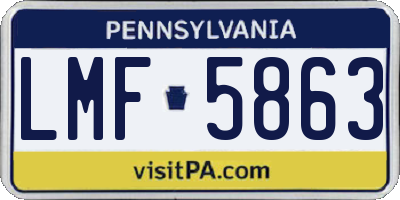 PA license plate LMF5863