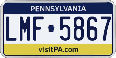 PA license plate LMF5867