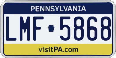 PA license plate LMF5868