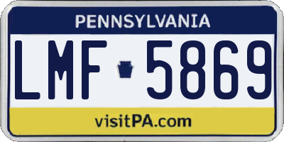 PA license plate LMF5869