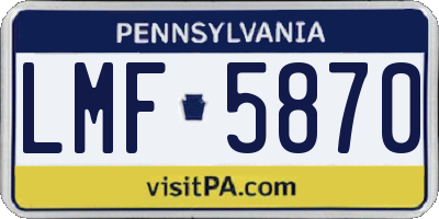 PA license plate LMF5870