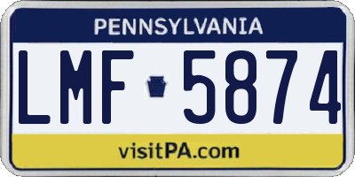 PA license plate LMF5874