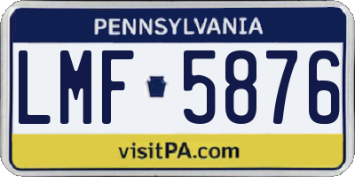 PA license plate LMF5876