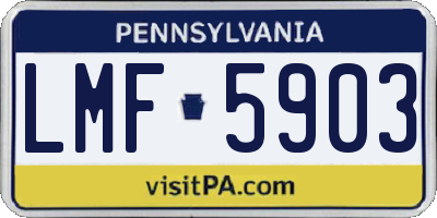 PA license plate LMF5903