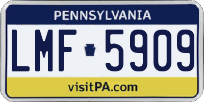 PA license plate LMF5909
