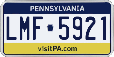 PA license plate LMF5921