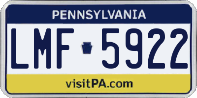 PA license plate LMF5922