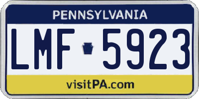 PA license plate LMF5923