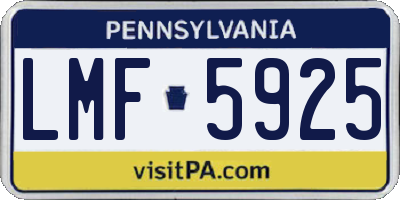 PA license plate LMF5925