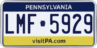 PA license plate LMF5929