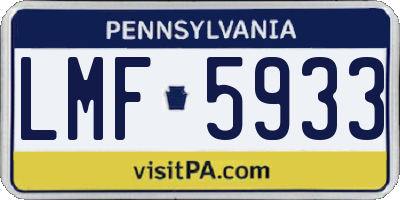 PA license plate LMF5933