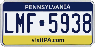 PA license plate LMF5938