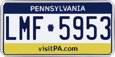 PA license plate LMF5953