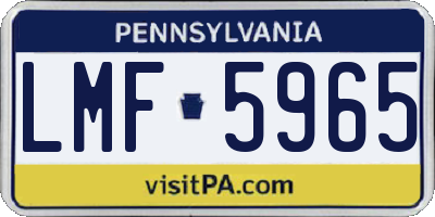 PA license plate LMF5965
