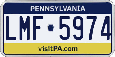 PA license plate LMF5974