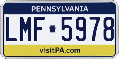 PA license plate LMF5978