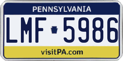 PA license plate LMF5986