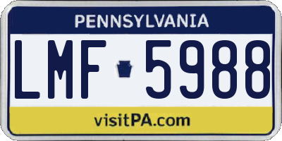 PA license plate LMF5988