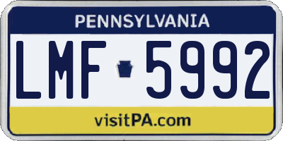 PA license plate LMF5992