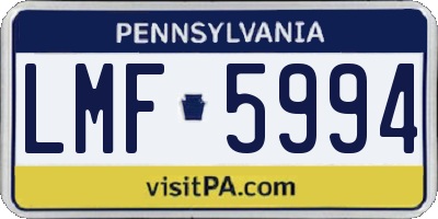 PA license plate LMF5994