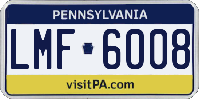 PA license plate LMF6008