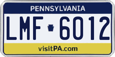 PA license plate LMF6012