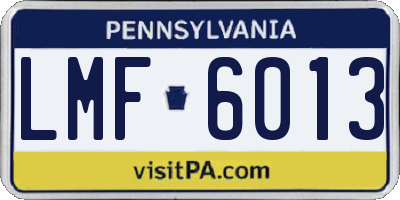 PA license plate LMF6013