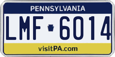 PA license plate LMF6014