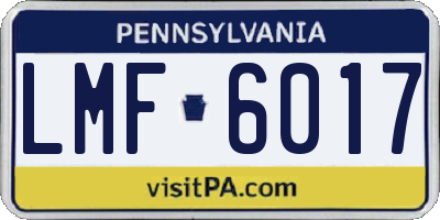 PA license plate LMF6017