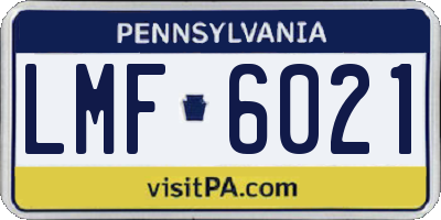 PA license plate LMF6021