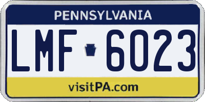 PA license plate LMF6023