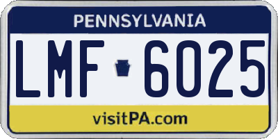 PA license plate LMF6025