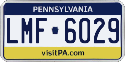 PA license plate LMF6029