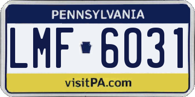 PA license plate LMF6031
