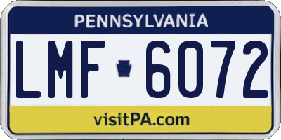 PA license plate LMF6072