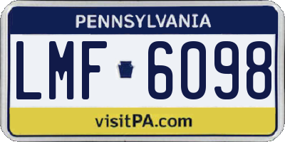 PA license plate LMF6098