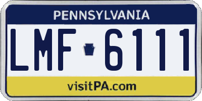 PA license plate LMF6111