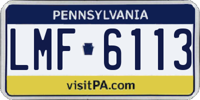 PA license plate LMF6113