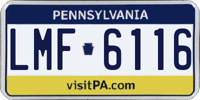 PA license plate LMF6116
