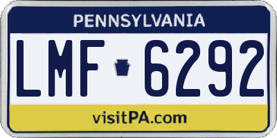 PA license plate LMF6292