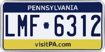 PA license plate LMF6312