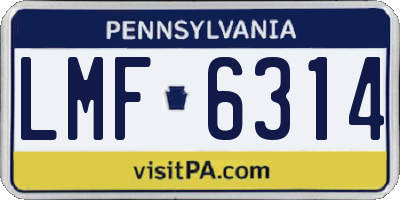 PA license plate LMF6314