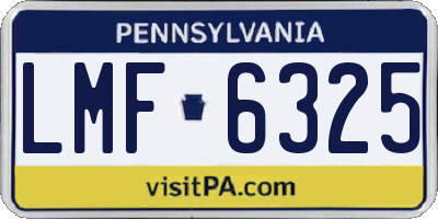 PA license plate LMF6325