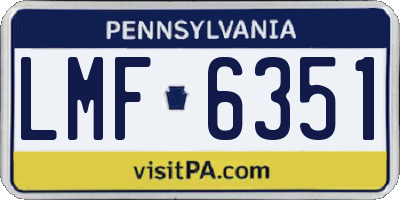 PA license plate LMF6351