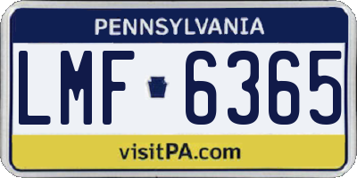 PA license plate LMF6365