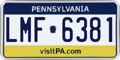 PA license plate LMF6381