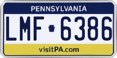 PA license plate LMF6386
