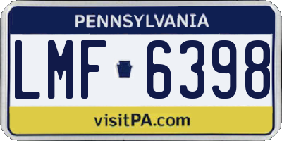 PA license plate LMF6398