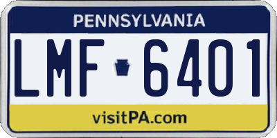 PA license plate LMF6401